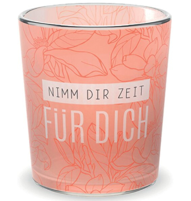 Teelicht, mit Grußfeld für persönliche Nachricht, Motiv Blüte