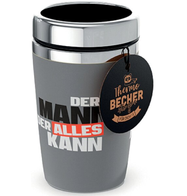 Thermobecher to go 240ml, Doppelwand-Edelstahleinsatz Motiv Mann Kann