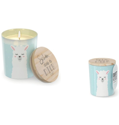 Kerzen 6516731 t&uuml;rkis/wei&szlig; ( BxLxH ) 70x70x85mm 30 Stunden Brenndauer