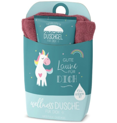 Geschenkset Duschgel 200ml+Handtuch Motiv Einhorn