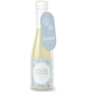 feiner Perlwein 0,2L, Botschaft auf der Flasche, Motiv Pusteblume