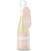feiner Perlwein 0,2L, Botschaft auf der Flasche, Motiv Blüte