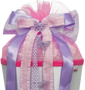 Schult&uuml;tenschleife 679131, rosa/lila, 6-eckig