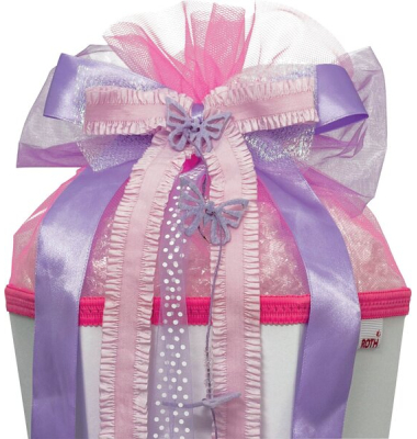 Schult&uuml;tenschleife 679131, rosa/lila, 6-eckig