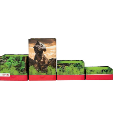 Stifteköcher Set, Pappe, faltbar, Tyrannosaurus, grün