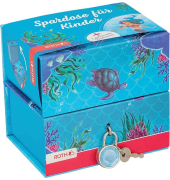 Spardose, Pappe, 2 getrennte Boxen, Meerjungfrau, blau