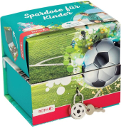 Spardose, Pappe, 2 getrennte Boxen, Fussballstar, grün