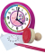 Lernwecker mit Stempelset, ohne Batterien, Einhornportrait, pink