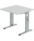 Schreibtisch, manuell höhenverstellbar, 65-85cm (H), 80x80cm (BxT), quadratisch, grau / silber