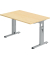 Schreibtisch O-Serie, manuell höhenverstellbar, 65-85cm (H), 120x80cm (BxT), rechteckig, ahorn / silber