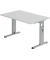 Schreibtisch O-Serie, manuell höhenverstellbar, 65-85cm (H), 120x80cm (BxT), rechteckig, grau / silber