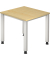 Schreibtisch Q-Serie, manuell h&ouml;henverstellbar, 68-83,5cm (H), 80x80cm (BxT), quadratisch, ahorn / silber