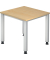 Schreibtisch Q-Serie, manuell h&ouml;henverstellbar, 68-83,5cm (H), 80x80cm (BxT), quadratisch, ahorn / silber