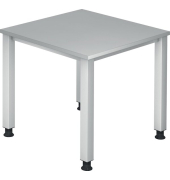 Schreibtisch Q-Serie, manuell h&ouml;henverstellbar, 68-83,5cm (H), 80x80cm (BxT), quadratisch, grau / silber