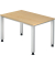 Schreibtisch Q-Serie, manuell höhenverstellbar, 68,5-81cm (H), 120x80cm (BxT), rechteckig, ahorn / silber