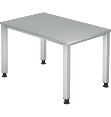 Schreibtisch Q-Serie, manuell h&ouml;henverstellbar, 68-83,5cm (H), 120x80cm (BxT), rechteckig, grau / silber