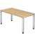 Schreibtisch Q-Serie, manuell höhenverstellbar, 68,5-81cm (H), 160x80cm (BxT), rechteckig, ahorn / silber