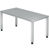 Schreibtisch Q-Serie, manuell h&ouml;henverstellbar, 68-83,5cm (H), 160x80cm (BxT), rechteckig, grau / silber