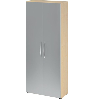 Schrank 4100, 5 Ordnerhöhen, Drehtüren, 1.880 x 800 x 346 mm, ahorn/silber