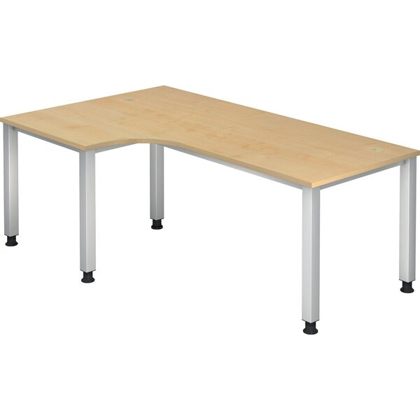 4032062021668 - Schreibtisch Q-Serie manuell höhenverstellbar 68-835cm (H) 200x80 120cm (BxT) L-Form ahorn   silber 4032062021668 Hammerba
