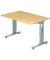 Schreibtisch O-Serie, manuell höhenverstellbar, 65-85cm (H), 180x80cm (BxT), rechteckig, ahorn / silber