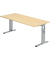 Schreibtisch O-Serie, manuell höhenverstellbar, 65-85cm (H), 180x80cm (BxT), rechteckig, ahorn / silber