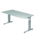 Schreibtisch O-Serie, manuell höhenverstellbar, 65-85cm (H), 180x80cm (BxT), rechteckig, grau / silber