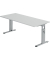 Schreibtisch O-Serie, manuell höhenverstellbar, 65-85cm (H), 180x80cm (BxT), rechteckig, grau / silber