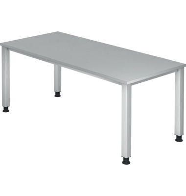 Schreibtisch Q-Serie, manuell h&ouml;henverstellbar, 68-83,5cm (H), 180x80cm (BxT), rechteckig, grau / silber