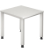 Schreibtisch Q-Serie, manuell h&ouml;henverstellbar, 68-83,5cm (H), 80x80cm (BxT), quadratisch, wei&szlig; / silber