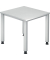 Schreibtisch Q-Serie, manuell h&ouml;henverstellbar, 68-83,5cm (H), 80x80cm (BxT), quadratisch, wei&szlig; / silber