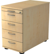 Standcontainer SC50, 4 Auszüge, Zentralverriegelung, 420 x 800 x 720/760 mm, ahorn