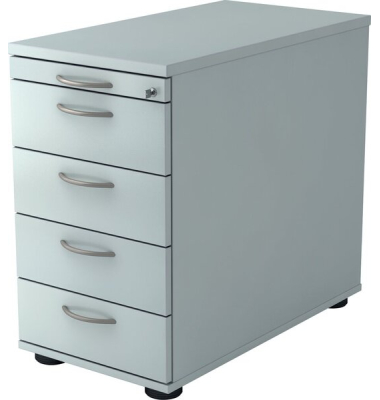 Standcontainer VSC50/5/5/BM VSC, grau, 5 Schubladen, 3-Schicht Spanplatten, melaminharzbeschichtet, abschlie&szlig;bar