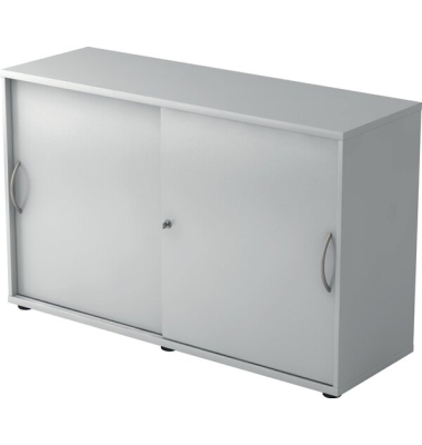 Schiebetürenschrank 1752, (H x B x T) 748 x 120 x 400 mm, 2 Ordnerhöhen, abschließbar, grau/grau