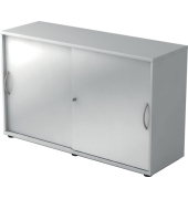 Schiebetürenschrank 1752, (H x B x T) 748 x 120 x 400 mm, 2 Ordnerhöhen, abschließbar, grau/silber