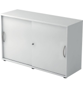 Schiebetürenschrank 1752, (H x B x T) 748 x 120 x 400 mm, 2 Ordnerhöhen, abschließbar, weiß/weiß