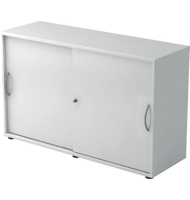 Schiebetürenschrank 1752, (H x B x T) 748 x 120 x 400 mm, 2 Ordnerhöhen, abschließbar, weiß/weiß