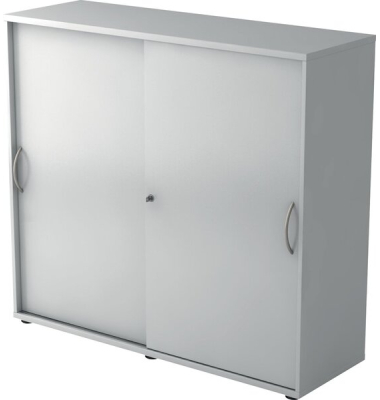 Schiebetürenschrank 1753, (H x B x T) 1200 x 1110 x 400 mm, 3 Ordnerhöhen, abschließbar, grau/grau