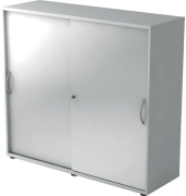 Schiebetürenschrank 1753, (H x B x T) 1200 x 1110 x 400 mm, 3 Ordnerhöhen, abschließbar, grau/silber