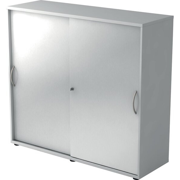 4032062140680 - Schiebetürenschrank 1753 (H x B x T) 1200 x 1110 x 400 mm 3 Ordnerhöhen abschließbar grau silber 4032062140680 Hammerbacher