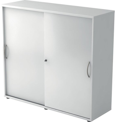 Schiebetürenschrank 1753, (H x B x T) 1200 x 1110 x 400 mm, 3 Ordnerhöhen, abschließbar, weiß/weiß