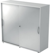 Schiebetürenschrank 1753, (H x B x T) 1200 x 1110 x 400 mm, 3 Ordnerhöhen, abschließbar, weiß/silber