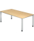 Schreibtisch Q-Serie, manuell h&ouml;henverstellbar, 68-83,5cm (H), 200x80cm (BxT), rechteckig, ahorn / silber