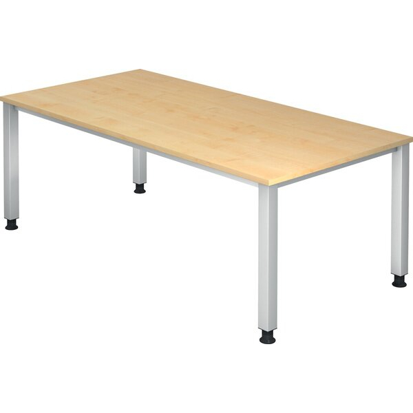 4032062166390 - Schreibtisch Q-Serie manuell höhenverstellbar 68-835cm (H) 200x80cm (BxT) rechteckig ahorn   silber 4032062166390 Hammerba