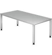 Schreibtisch Q-Serie, manuell h&ouml;henverstellbar, 68-83,5cm (H), 200x80cm (BxT), rechteckig, grau / silber