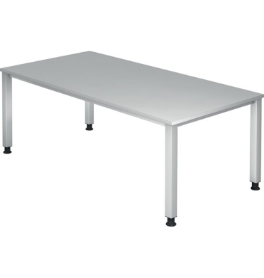 Schreibtisch Q-Serie, manuell h&ouml;henverstellbar, 68-83,5cm (H), 200x80cm (BxT), rechteckig, grau / silber