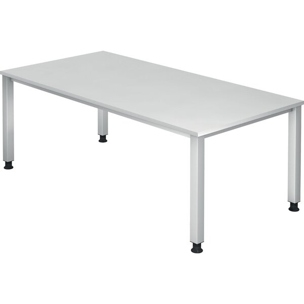 4032062166505 - Schreibtisch Q-Serie manuell höhenverstellbar 68-835cm (H) 200x80cm (BxT) rechteckig weiß   silber 4032062166505 Hammerbac