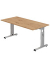 Schreibtisch O-Serie, manuell h&ouml;henverstellbar, 65-85cm (H), 160x80cm (BxT), rechteckig, asteiche / silber