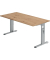 Schreibtisch O-Serie, manuell h&ouml;henverstellbar, 65-85cm (H), 160x80cm (BxT), rechteckig, asteiche / silber