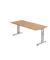 Schreibtisch O-Serie, manuell h&ouml;henverstellbar, 65-85cm (H), 180x80cm (BxT), rechteckig, asteiche / silber